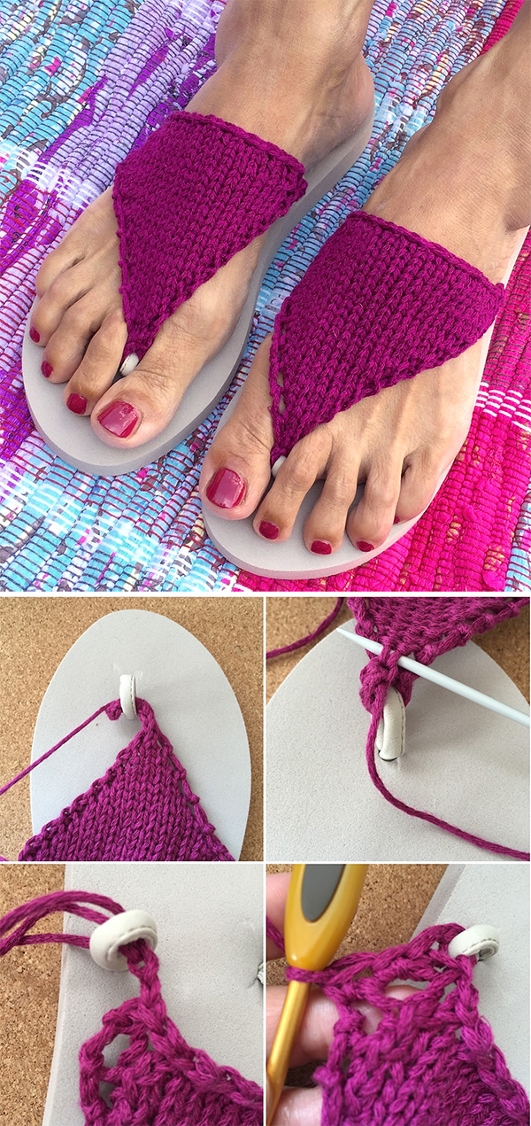 Free Knitting Pattern for DIY Knitted Flip Flop