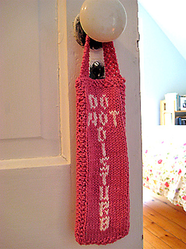Free Knitting Pattern for Do Not Disturb Door Hanger Sign