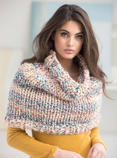 Free knitting pattern for Dobbs Ferry Cowl can be worn as poncho or capelet