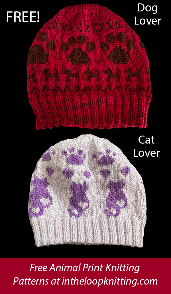 Free Hat Knitting Pattern Dog and Cat Lover Hats