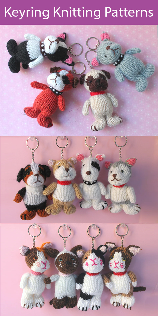 Keyring Knitting Pattern Dog and Cat Key Chain Toys