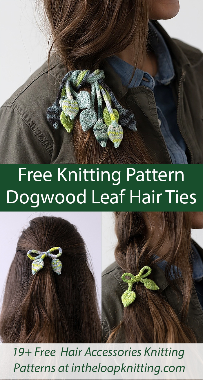 Free Quick Knitting Pattern Dogwood Leaf Hair Ties Stash or Leftover Yarn