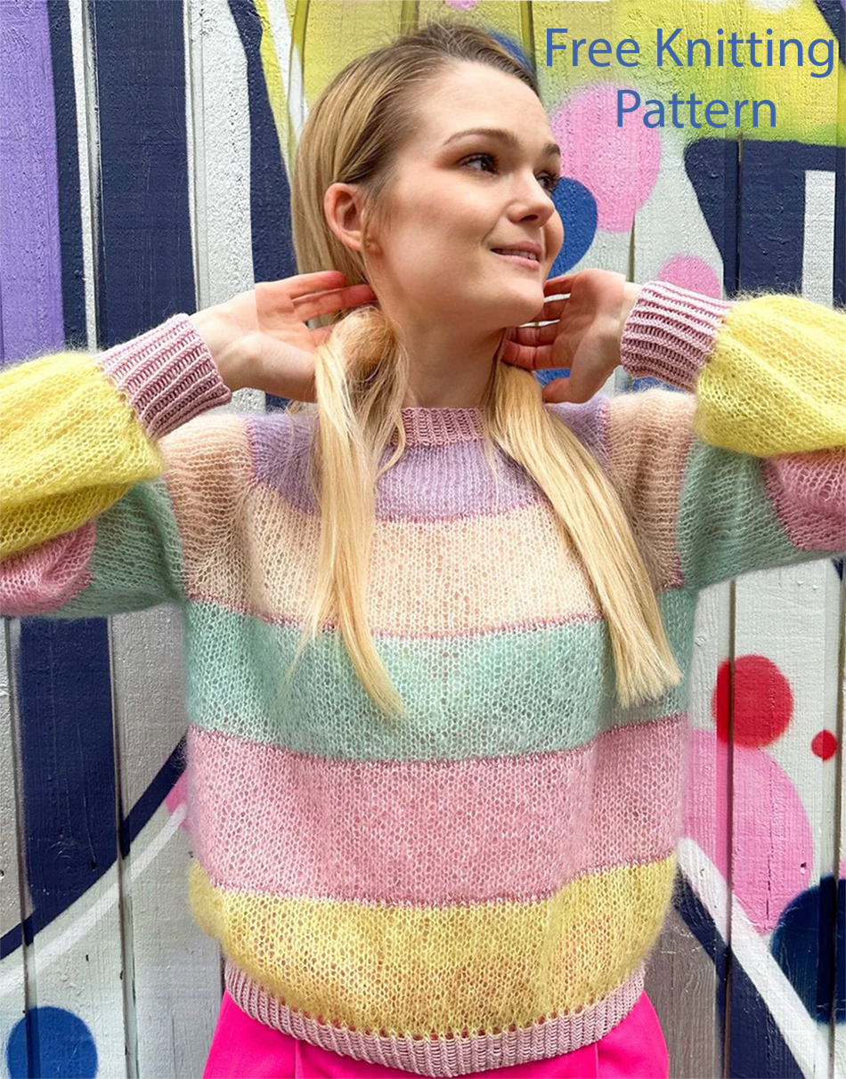 Free Dolores  Sweater Scrap Yarn Knitting Pattern