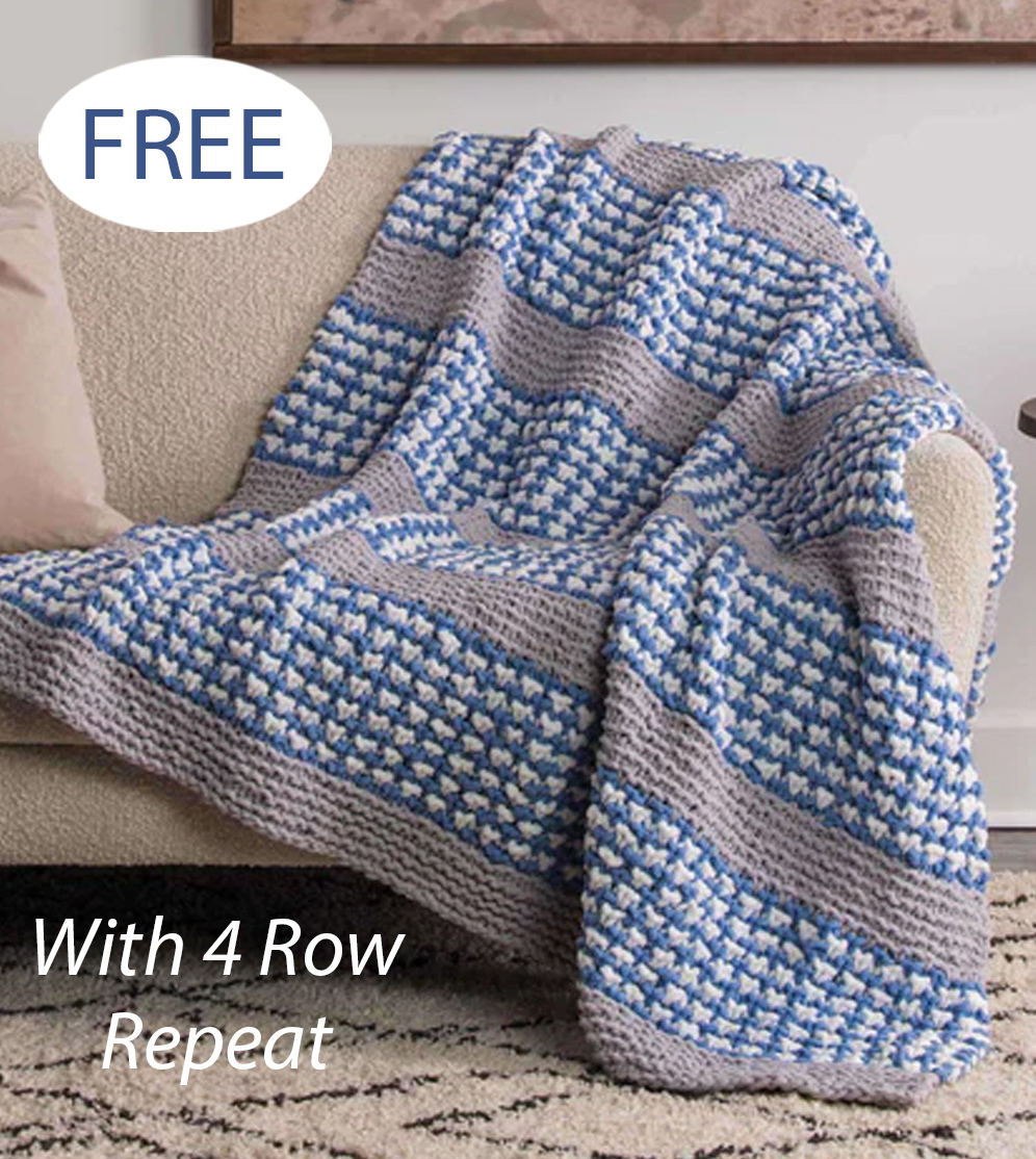 Free Knitting Pattern 4 Row Dots and Ridges Blanket