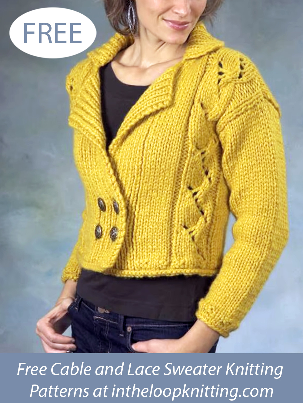 Free Double Breasted Cropped Cardigan Knitting Pattern