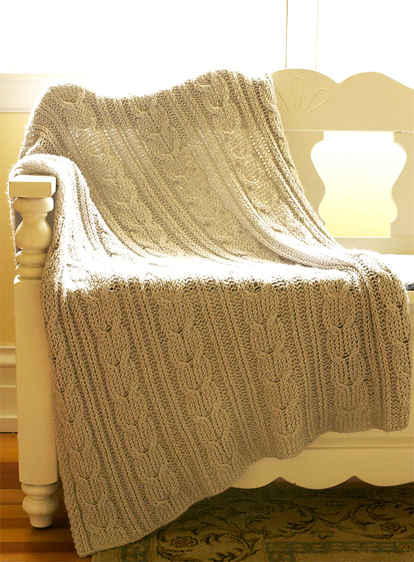 Free Knitting Pattern for 8 Row Repeat Double-Cable Baby Afghan