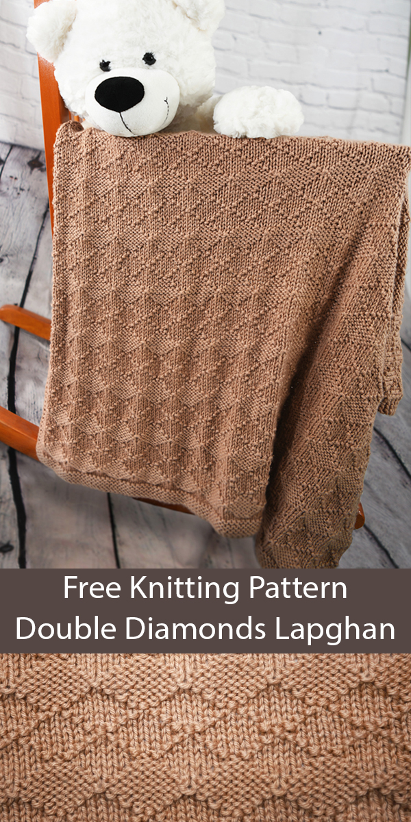 Free Blanket Knitting Pattern Double Diamonds Lapghan or Baby Blanket