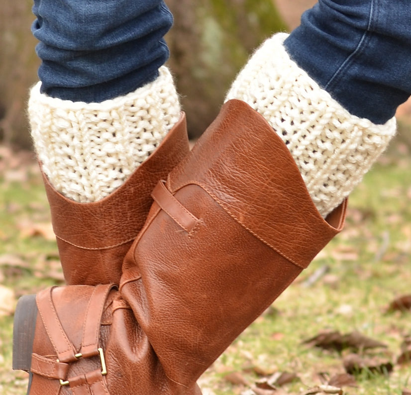 Hand knit cabled boot toppers