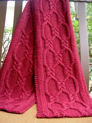 Free knitting pattern for Double-Knotted Cabled Scarf and more cable scarf knitting patterns