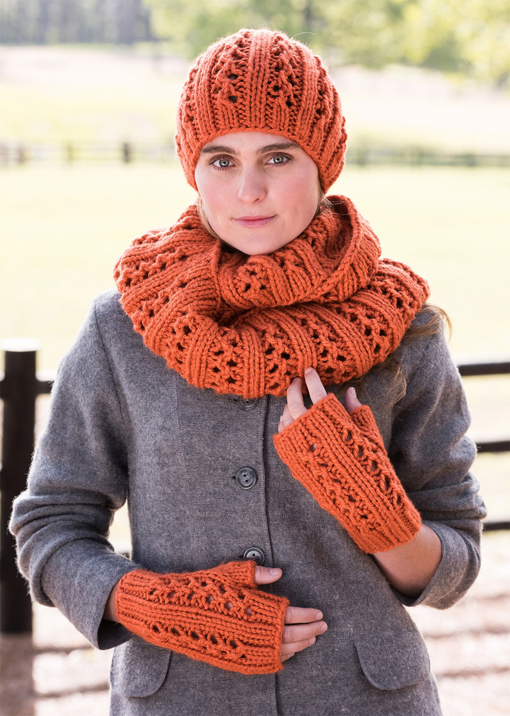 Double Lace Rib Set Knitting Pattern