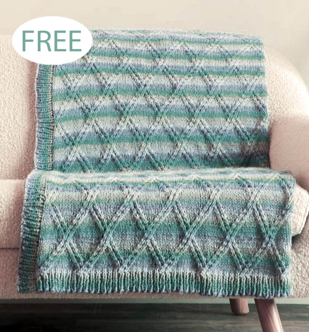 Free Double Lattice Knit Blanket Knitting Pattern