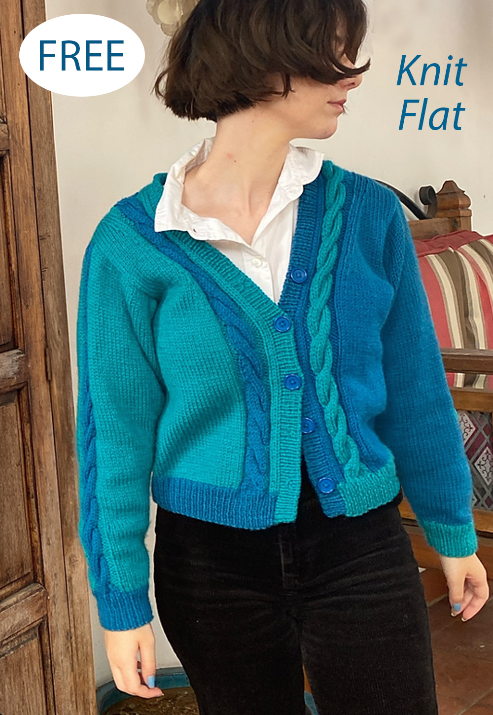 Down Boulevard Cardigan Half and Half Knitting Pattern Set