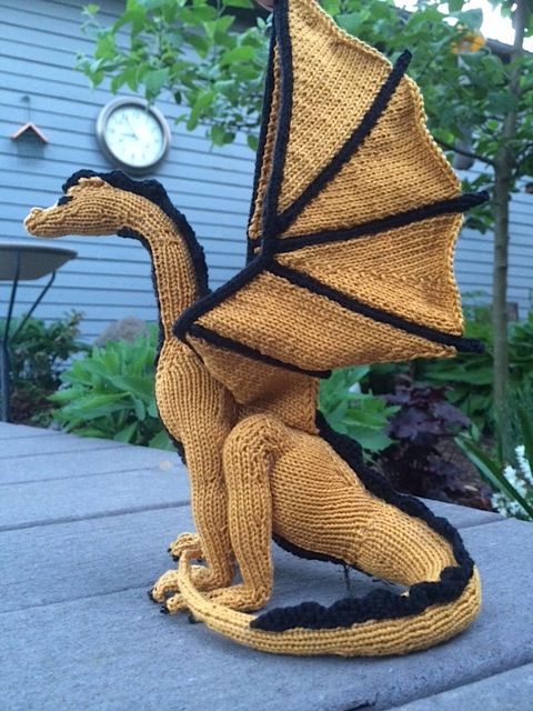 Free knitting pattern for Dragon plus toy softie