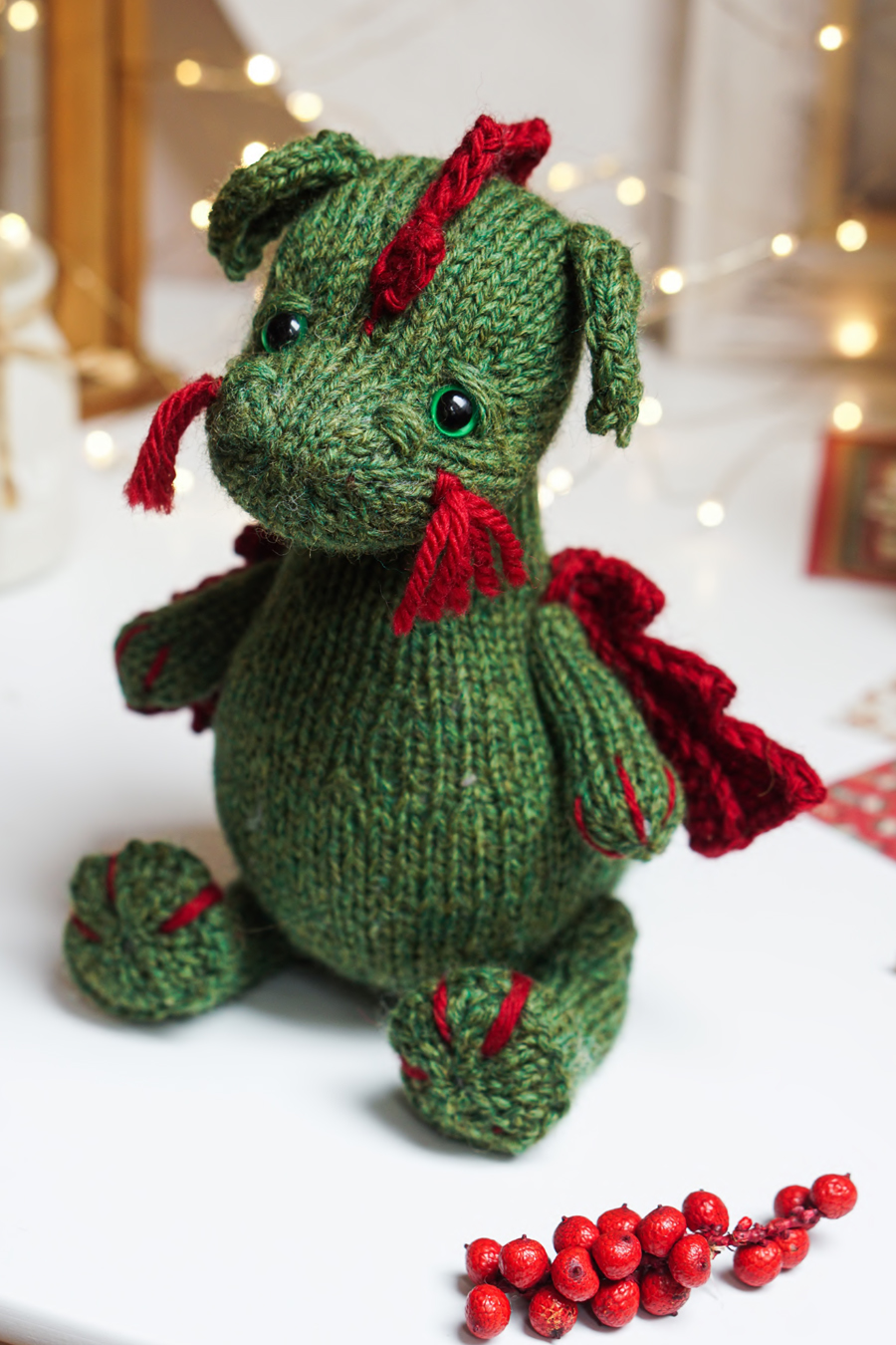 Free knitting pattern for Dragon toy softie