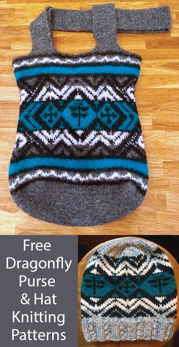 Free Bag and Hat Knitting Pattern Dragonfly Knot Purse