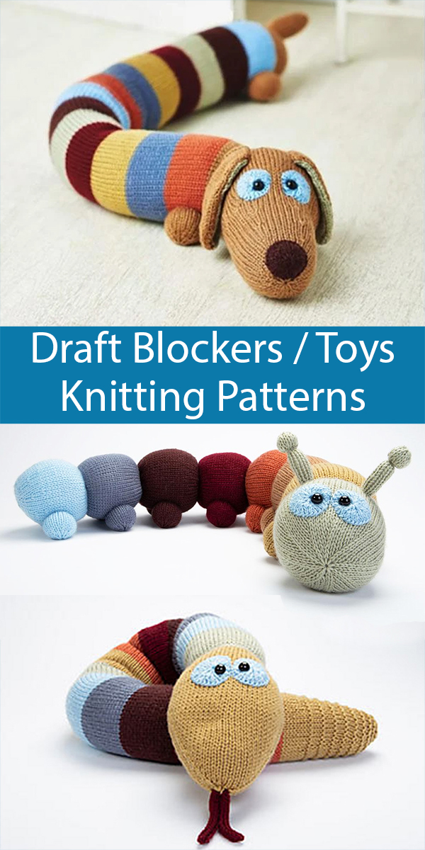 Draft Blocker Knitting Patterns Dog, Caterpillar, Snake Draught Excluders