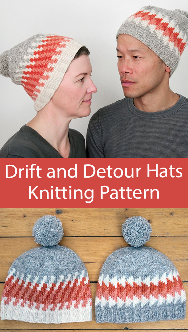 Hat Knitting Pattern Drift and Detour Hats