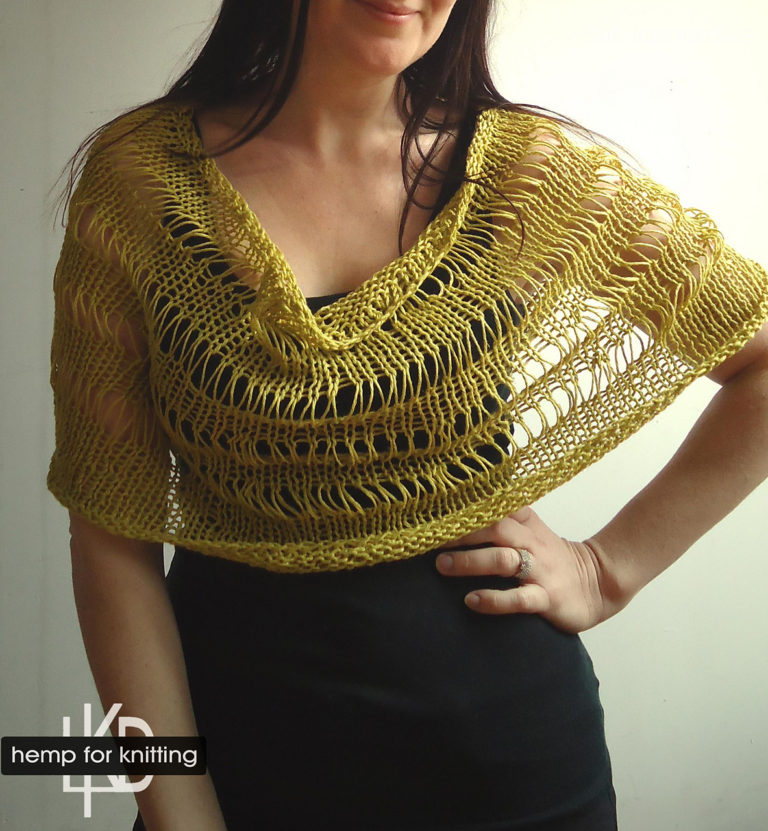 Free Knitting Pattern for Drop Stitch Capelet Cowl