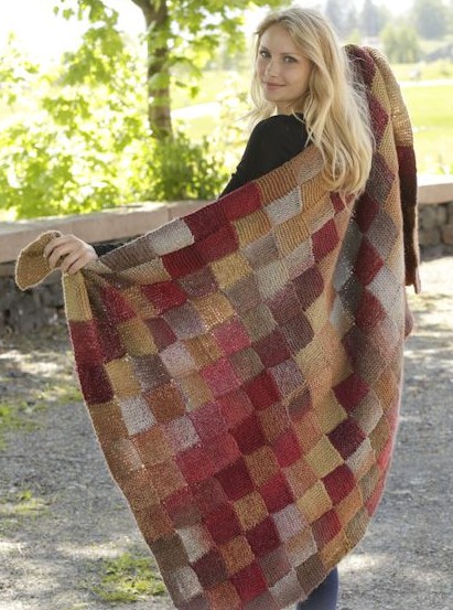 Free knitting pattern for entrelac Domino Blanket