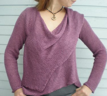 Free knitting pattern for asymmetric wrapped cardigan by Drops