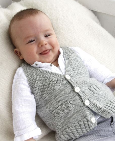 Free knitting pattern for Junion V-Neck baby vest