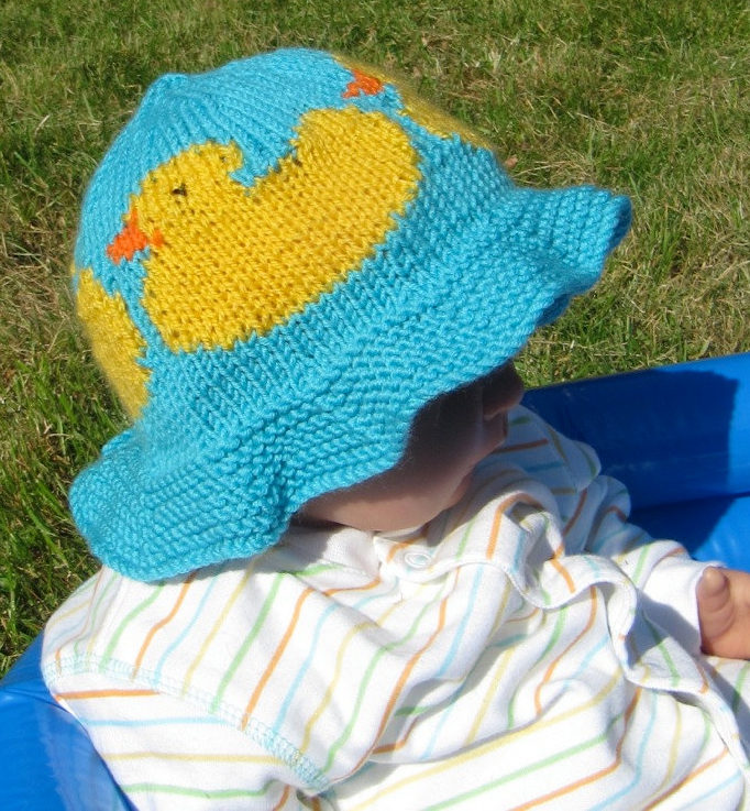Knitting Pattern for Rubber Duck Baby Sun Hat