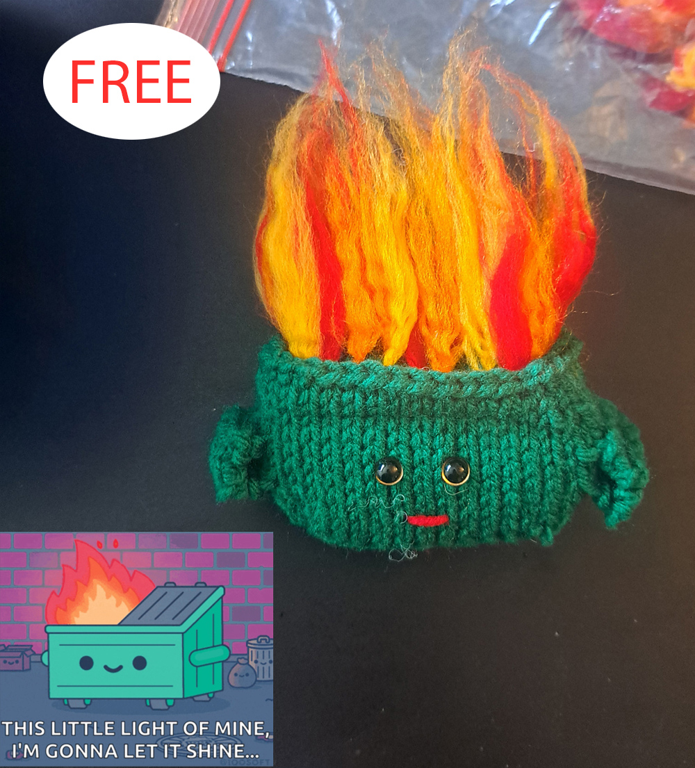 Free Dumpster Fire Knitting Pattern