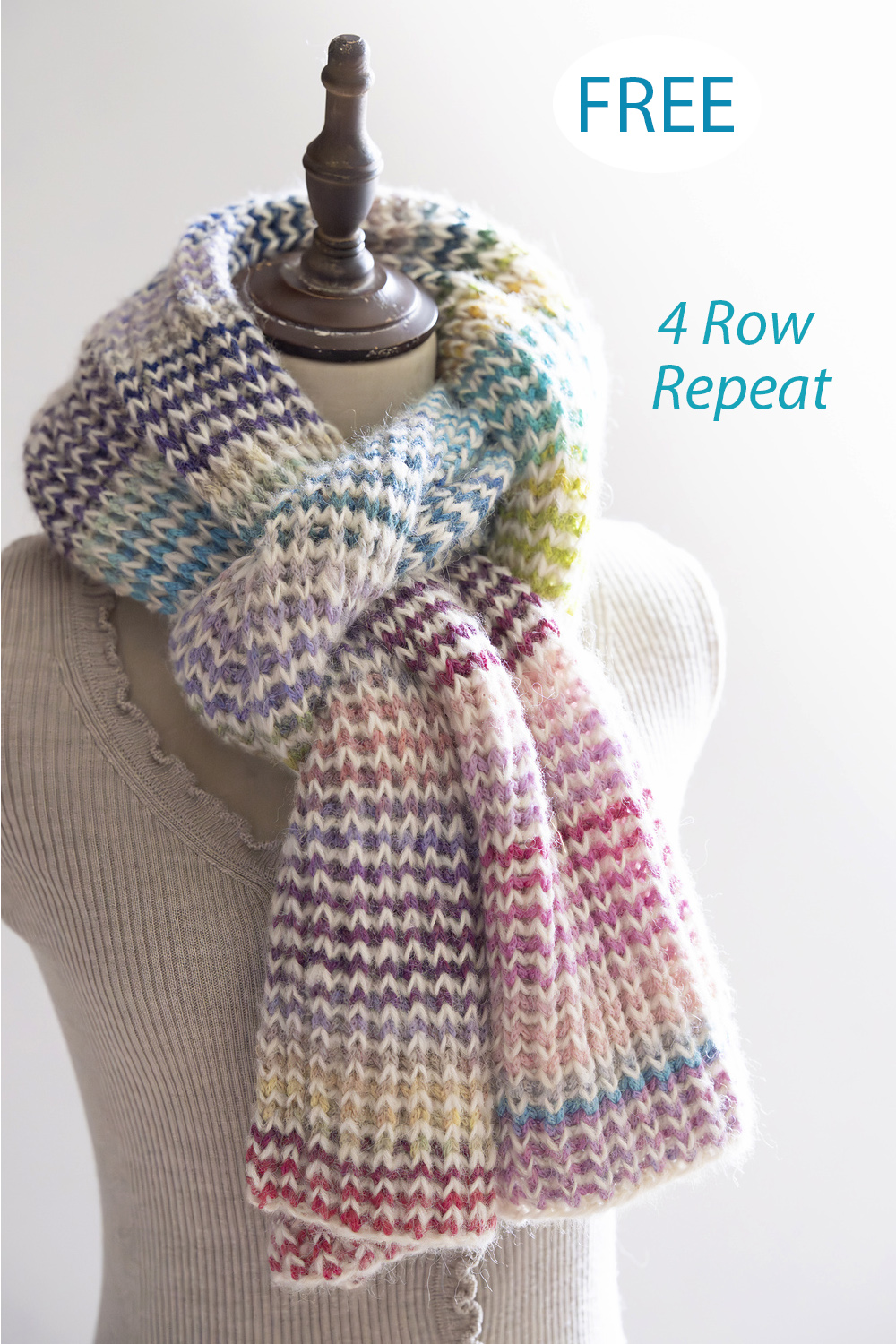 Free Knitting Pattern for 4 Row Repeat Dysk Scarf