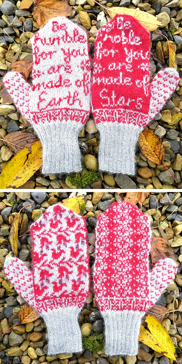 Free Knitting Pattern for Earth and Stars Mittens