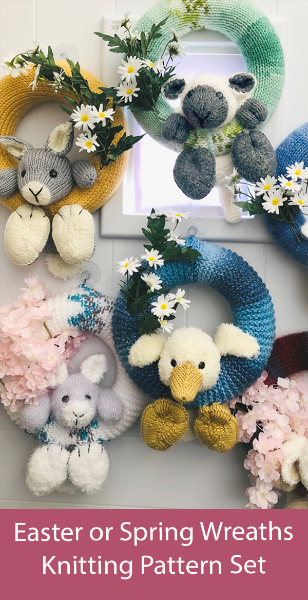 Easter or Springtime Wreaths Knitting Pattern Duck, Bunny and Lamb