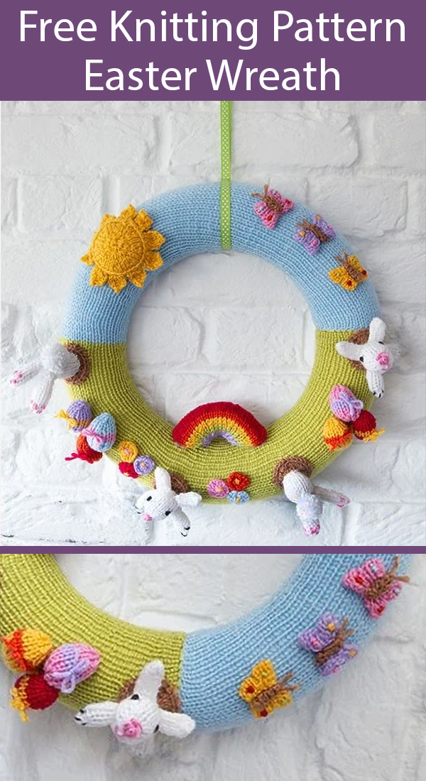 Free Knitting Pattern for Easter Wreath or $24 Kit