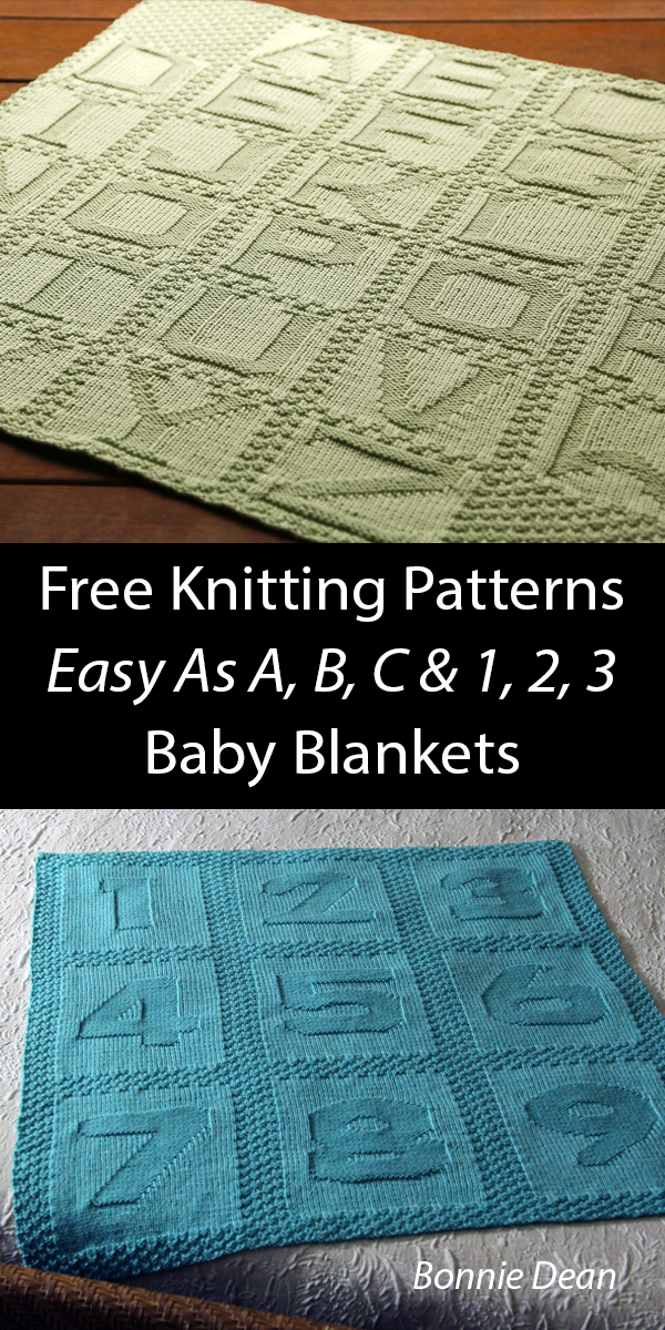 Free Baby Blankets Knitting Patterns Easy As A, B, C and Easy As One, Two, Three