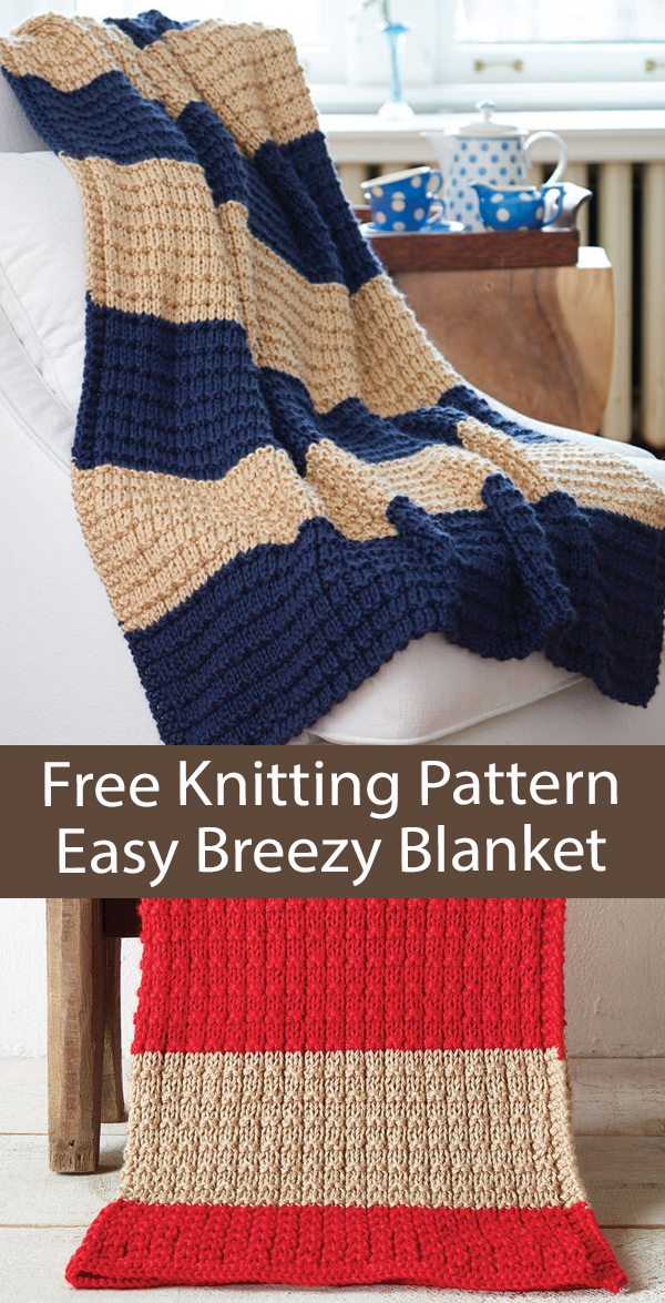 Free Easy Blanket Knitting Pattern Easy Breezy Blanket 4 Row Repeat