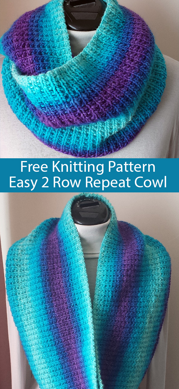 Free Knitting Pattern for Easy 2 Row Repeat Broken Rib Cowl