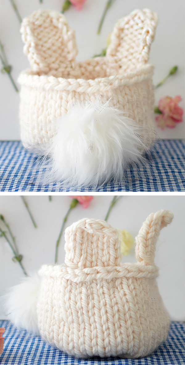 Free Knitting Pattern for Easy Bunny Basket