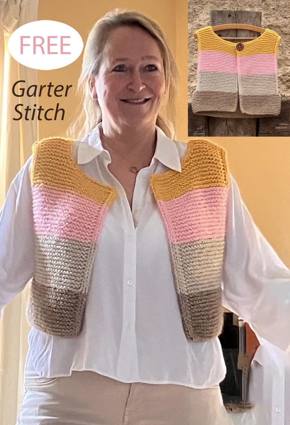 Free Easy Color Block Vest Knitting Pattern