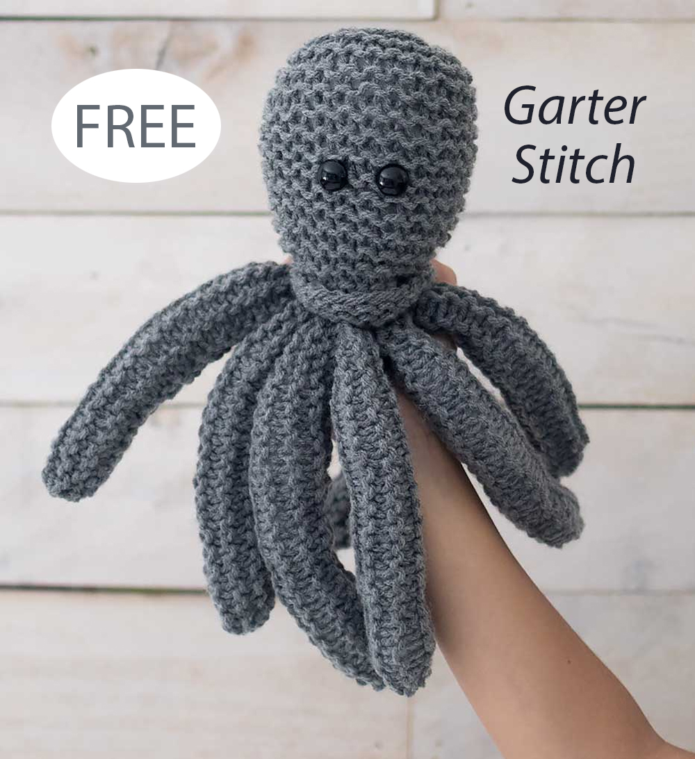 Free Knitting Pattern Garter Stitch Easy Flat Knit Plush Octopus