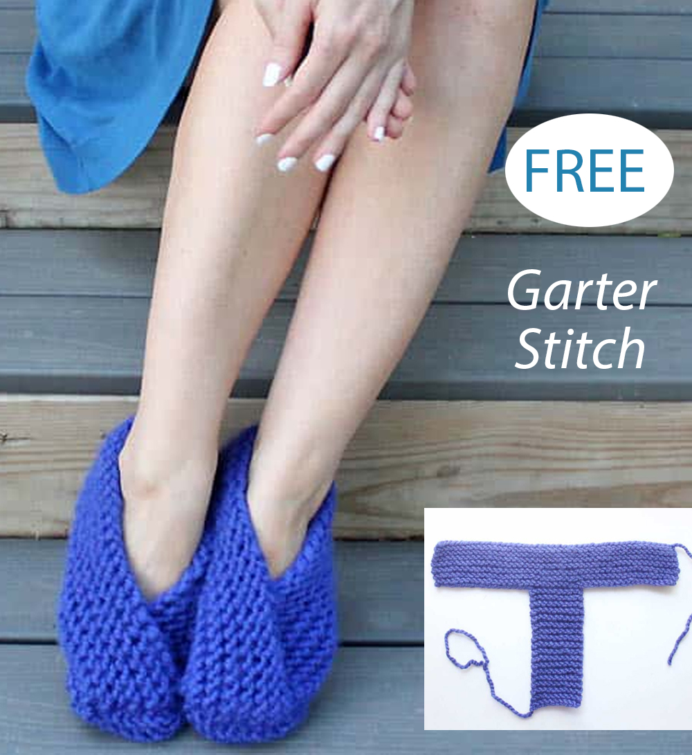 Free Knitting Pattern Garter Stitch Easy Foldover Slippers