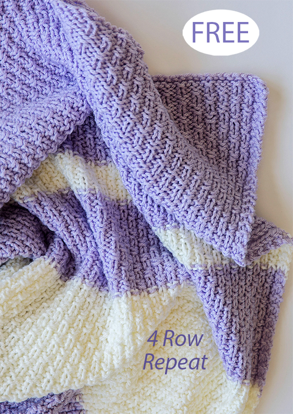 Free Knitting Pattern for 4 Row Repeat Easy Knit Baby Blanket