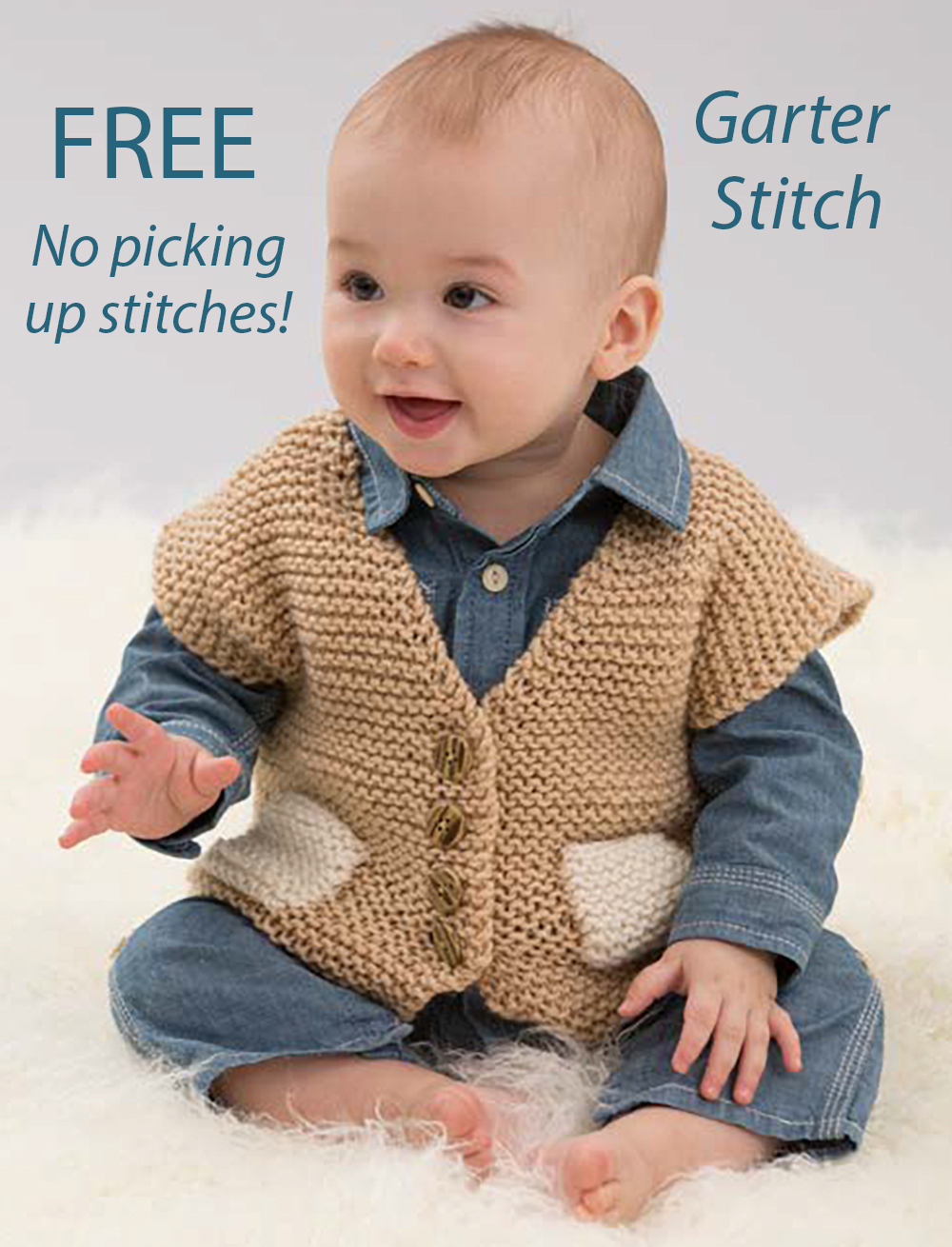 Free Baby Easy Pocketed Vest Knitting Pattern Garter Stitch