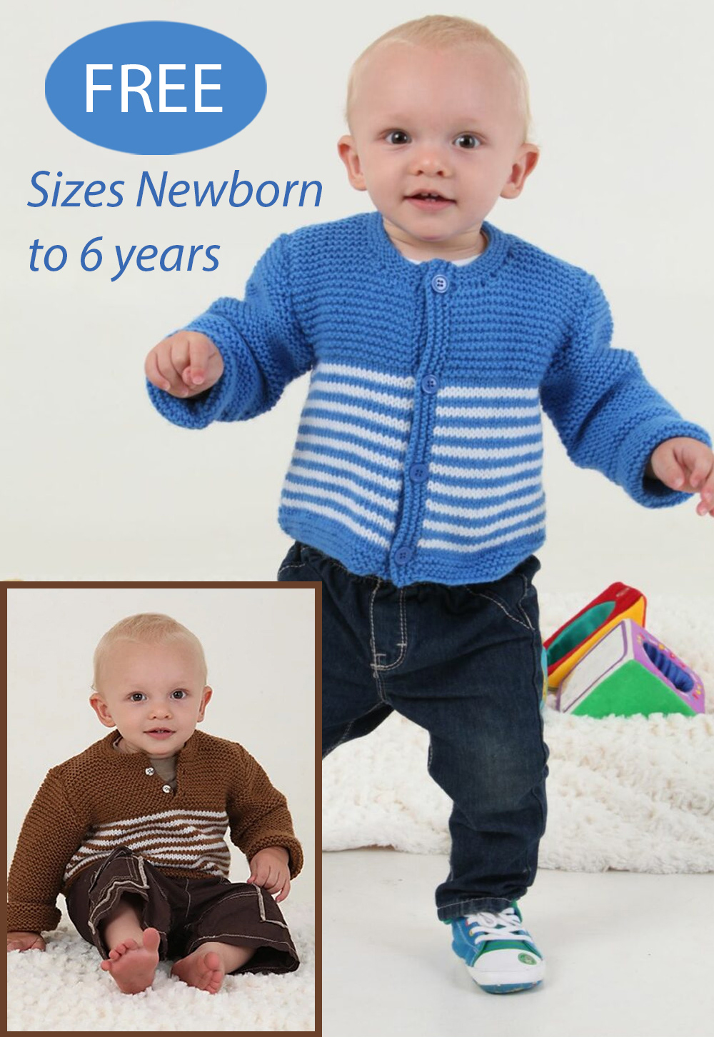 Free Easy Baby Pullover and Cardigan Knitting Pattern