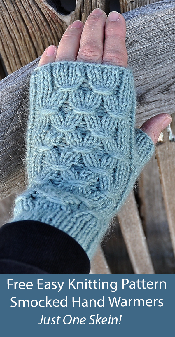 Free Fingerless Mitts Knitting Pattern Easy Smocked Hand Warmers