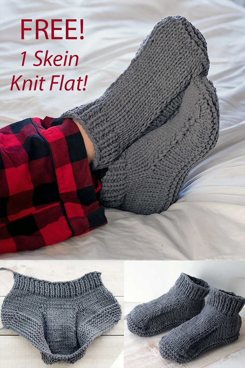 Free Slippers Knitting Pattern Easy Flat Knit Slippers For Men One Skein