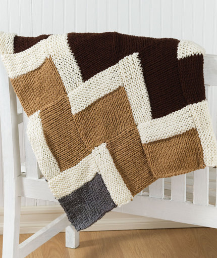 Free knitting pattern for Easy Zigzag Afghan just squares assembled to form the chevron