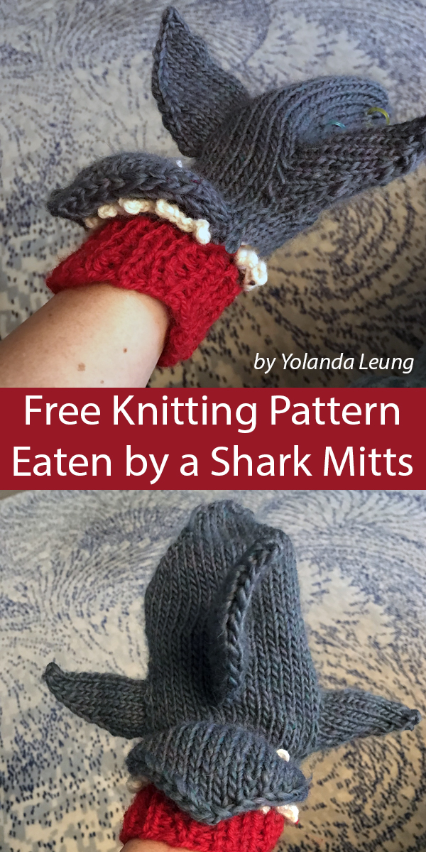 Shark Mittens Free Knitting Pattern Eaten by a Shark Mitts