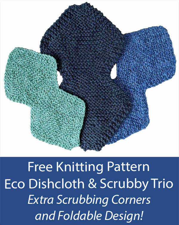 Free Dishcloth Knitting Patterns Eco Dishcloth and Scrubby Trio