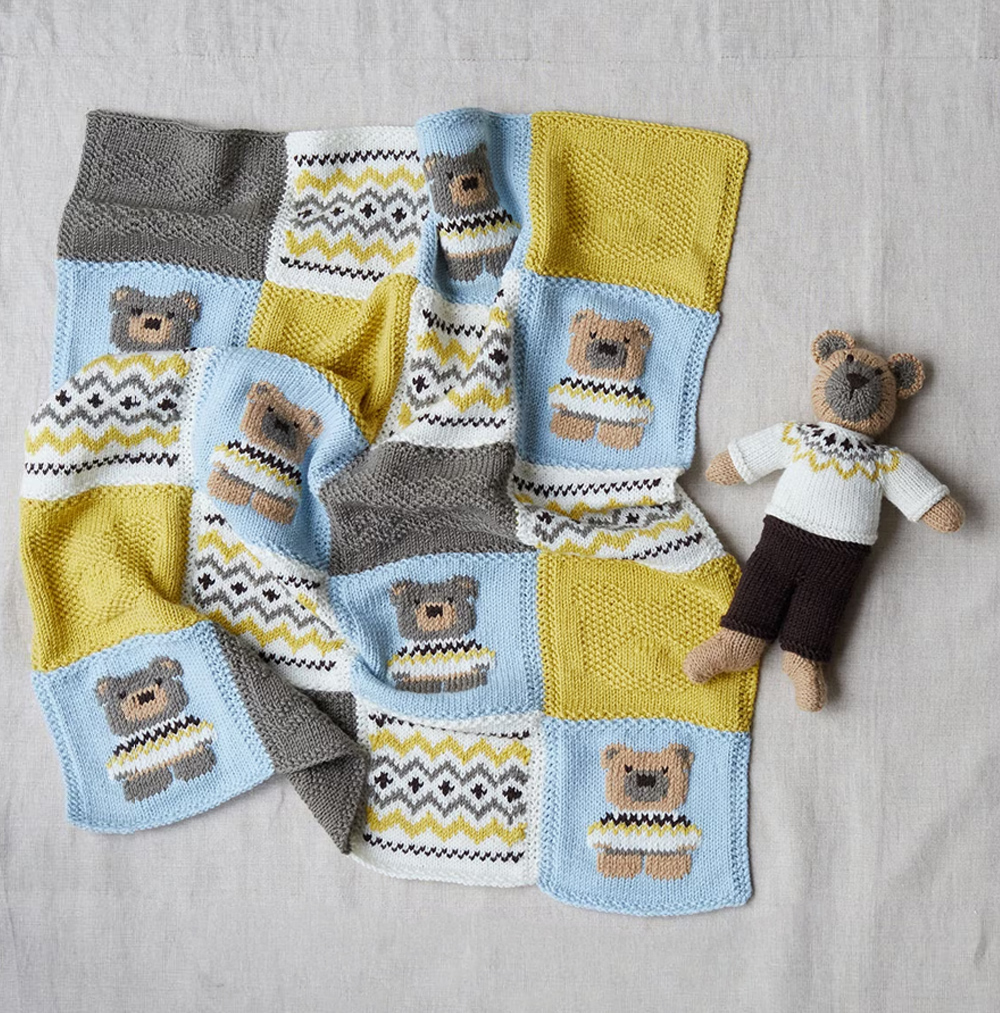 Eddie Teddy Blanket and Bear Knitting Pattern Great Stashbuster
