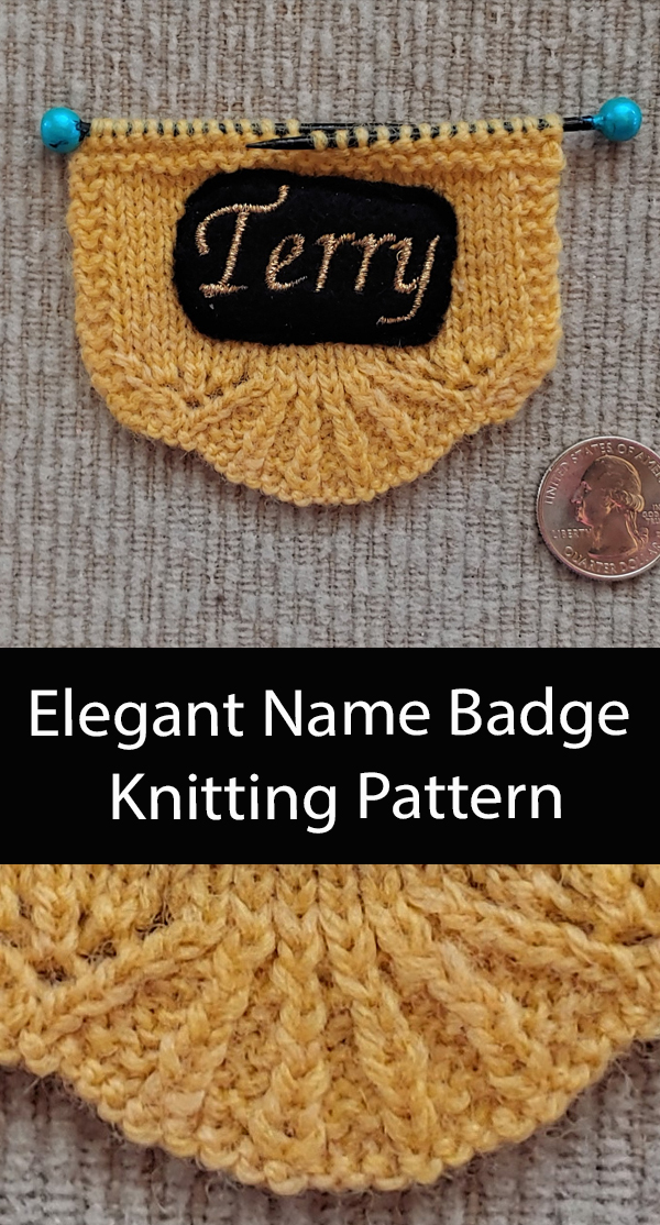 Elegant Name Badge Knitting Pattern Brooch