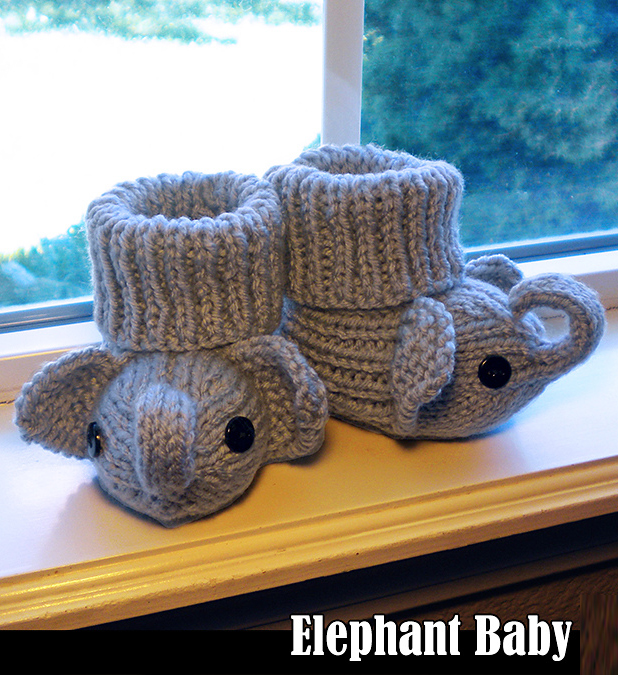 Knitting Pattern for Elephant Baby Booties