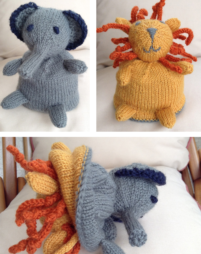 Knitting Pattern for Elephant Lion Flip Toy